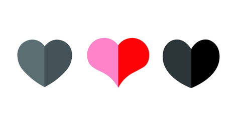 Set of icons heart, Divided in two halves, concept of love,Vector,White background