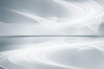 Awesome white and grey abstract background. Futuristic motion waves perspective design. Interior home decoration.