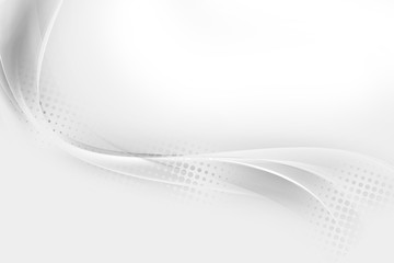 Awesome white and grey wave background. Futuristic motion design with halftone effect.