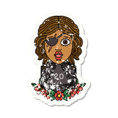 human rogue with natural twenty dice roll illustration