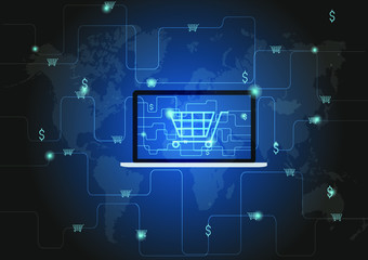Online Shopping Website on Laptop.