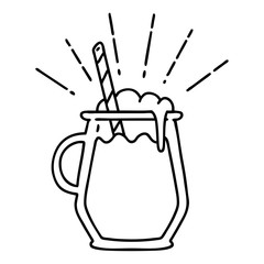 traditional black line work tattoo style ginger beer