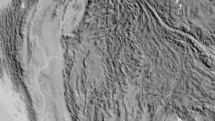 Fototapeta premium Shan, Myanmar - outlined. Grayscale