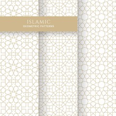 Islamic Arabic Style Ornament Geometric Pattern Background, Set of  Seamless Ornamental Abstract Patterns Backgrounds