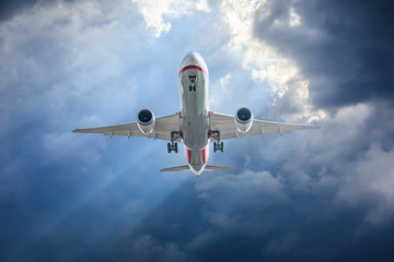 Commercial airplane flying in the sky,travel concept.