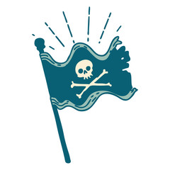 traditional tattoo style waving pirate flag