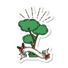 sticker of tattoo style tree