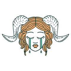 crying tiefling face illustration