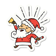sticker of tattoo style santa claus christmas character celebrating