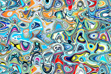Abstract multicolored background design of zigzag and swirls.