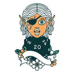 Fototapeta premium elf rogue character with natural twenty dice roll illustration