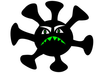 Icono de virus de covid-19 o viruela del mono con cara.
