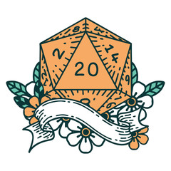 natural twenty D20 dice roll illustration