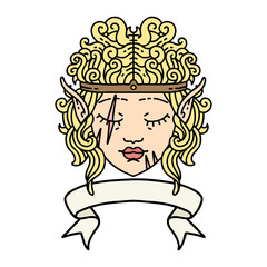 elf barbarian character face with banner illustration