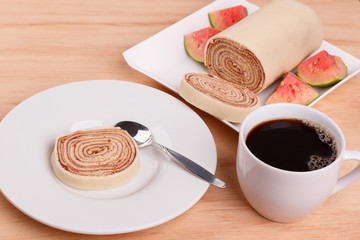Bolo de rolo (swiss roll, roll cake) Brazilian dessert