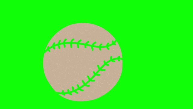 baseball hand drawn green screen. floating loop animation