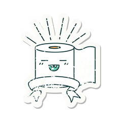 grunge sticker of tattoo style toilet paper character