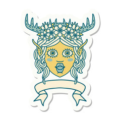 elf druid character face with banner sticker