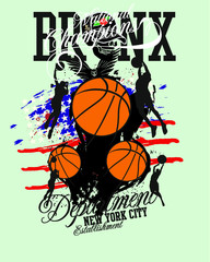 American college style Bronx skull print and embroidery graphic designs vector art