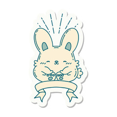 sticker of tattoo style happy rabbit