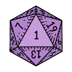 natural 1 D20 dice roll illustration