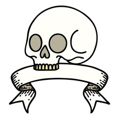 tattoo with banner of a skull