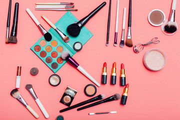 Makeup makeup makeup lipstick on a pink background