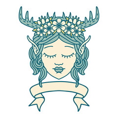 elf druid character face with banner illustration