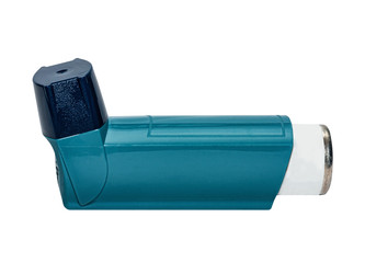 Inhaler for asthmatic. Medical device. Isolated on a white.