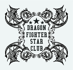 winged dragon hand drawing tshirt print embroidery graphic design vector art