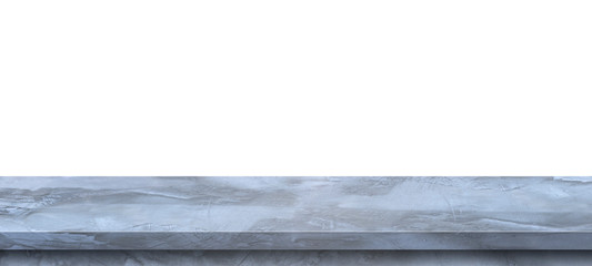 Empty top of gray abstract cement table isolated on white background ,for montage product display or design key visual layout,loft style.with clipping path