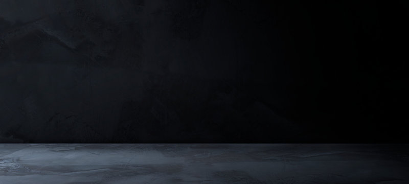 Room black floor is made of dark plaster for interior decoration .used as background studio wall for display your products.