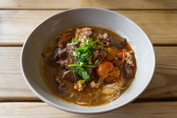 Thai Rice Noodles with Spicy Pork Sauce