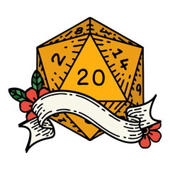 natural twenty D20 dice roll illustration