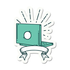 sticker of tattoo style laptop computer