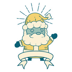 banner with tattoo style santa claus christmas character