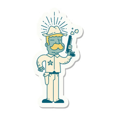 sticker of tattoo style wild west sheriff