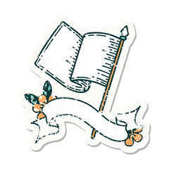 grunge sticker with banner of a white flag