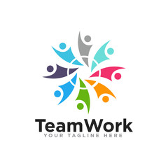 Unity or Team Work Logo Design Vector