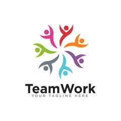 Unity or Team Work Logo Design Vector