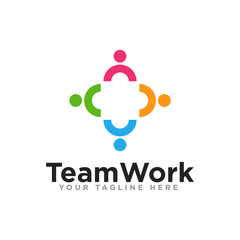 Fototapeta na wymiar Unity or Team Work Logo Design Vector