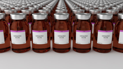 Coronavirus Vaccine, Syringe and Tube, Influenza Epidemic, Covid-19 Treatment, Injection Dose - 3D Rendering