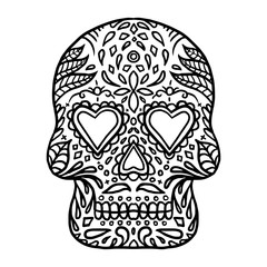 Black and White Sugar Skull Tattoo design 
