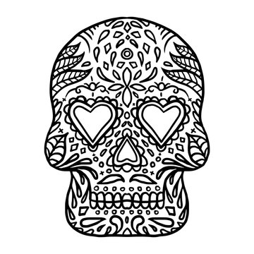 Black and White Sugar Skull Tattoo design 