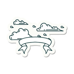 sticker of tattoo style floating clouds