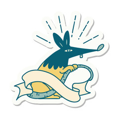 sticker of tattoo style sneaky rat