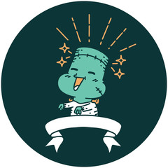 icon of tattoo style happy halloween zombie monster