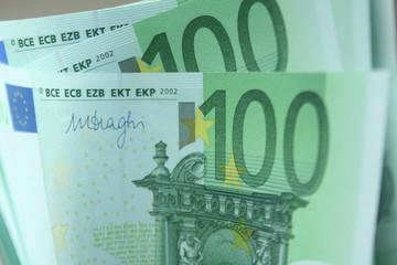 100 euro banknote. Euro currency and banking background concept