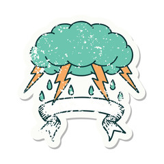 grunge sticker with banner of a storm cloud