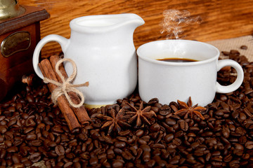 black coffee and white milk